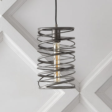 Helisa 7.25" Modern Contemporary Iron Spiral LED Pendant - JONATHAN Y